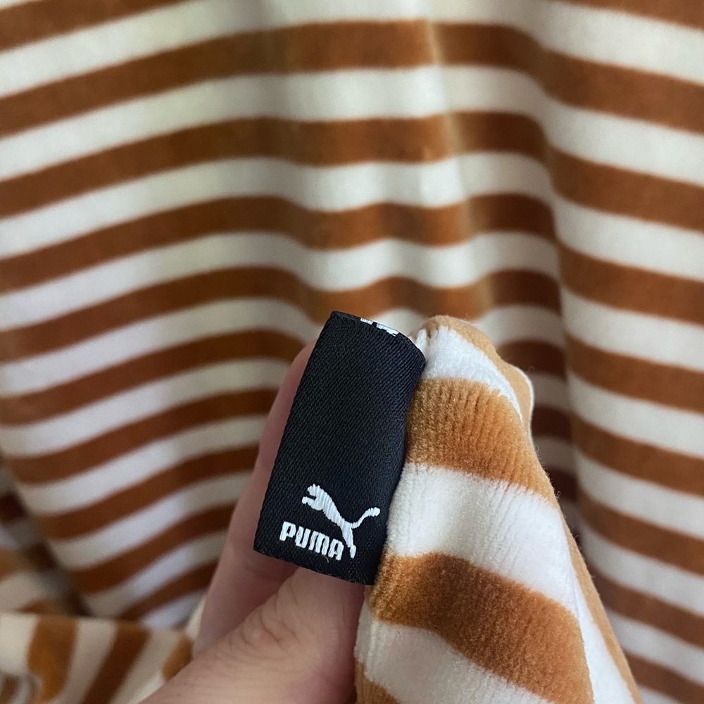 Puma Downtown Velour Orange and White Stripped Long Sleeve-Size Polo-Size L - Picture 8 of 10